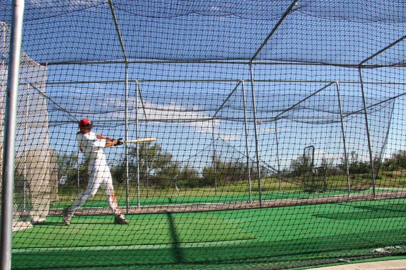 houston player in batting cage turf